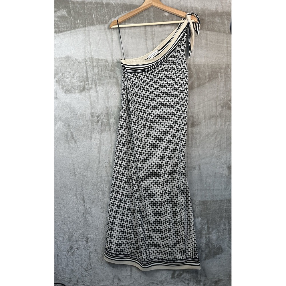 Abercrombie & Fitch Womens XS One Shoulder Tie Scarf Maxi Dress Black Beige - Picture 2 of 15